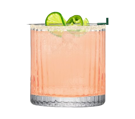 The Laphroaig Paloma Cocktail im Glas mit Zuckerrand und Limette garniert