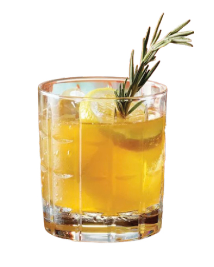 Cocktail Rosemary Maple Sour im Glas mit RosmarinzweigCocktail Rosemary Maple Sour im Glas mit Rosmarinzweig