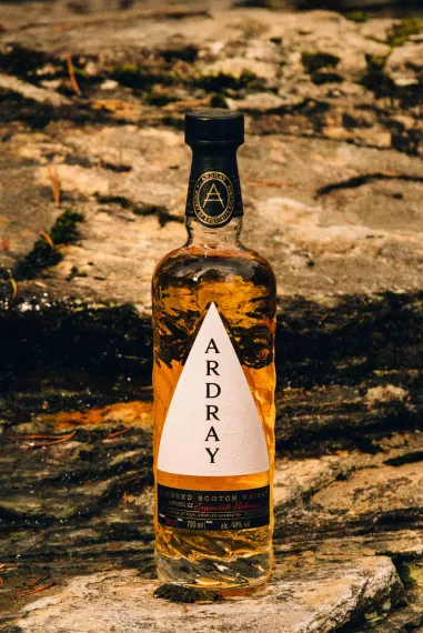 A bottle of Ardray Scotch whiskey
