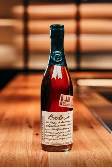 A bottle of Booker's Bourbon whiskey