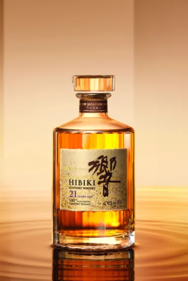A bottle of Hibiki whisky