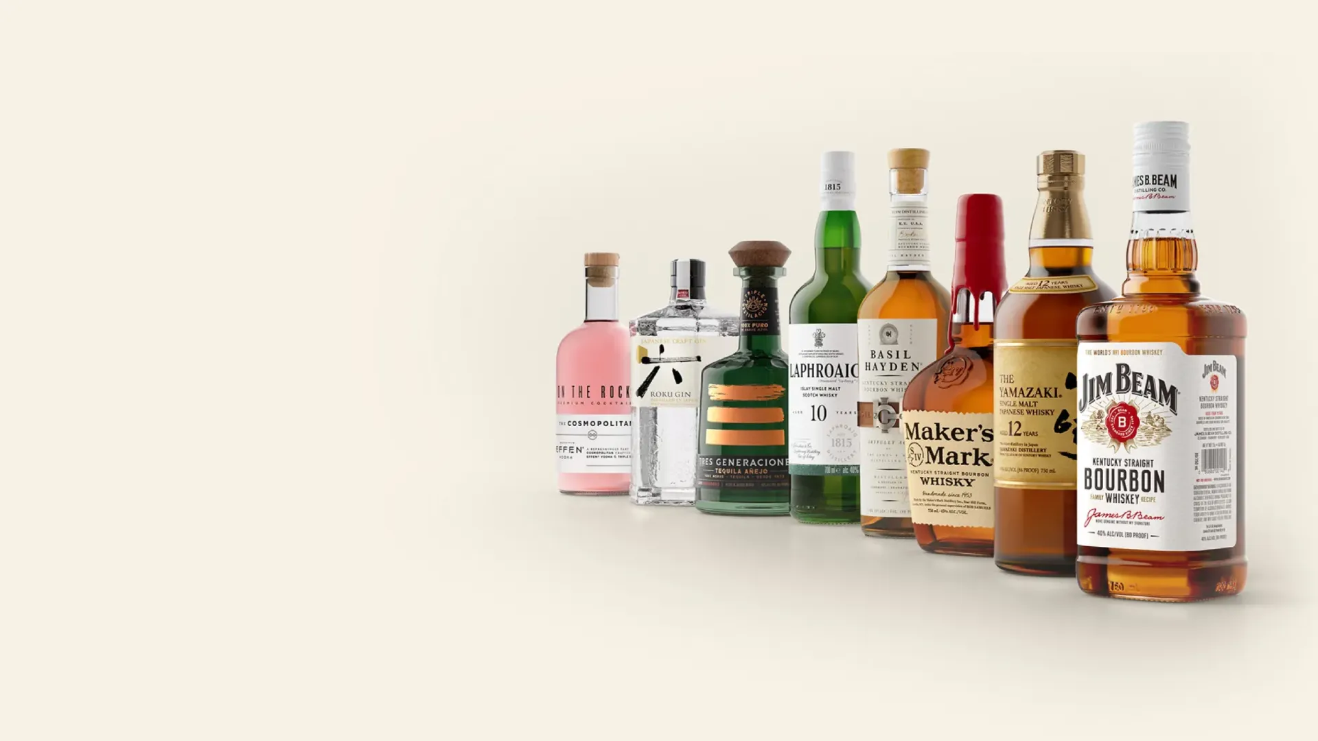 Suntory brand bottles lined up